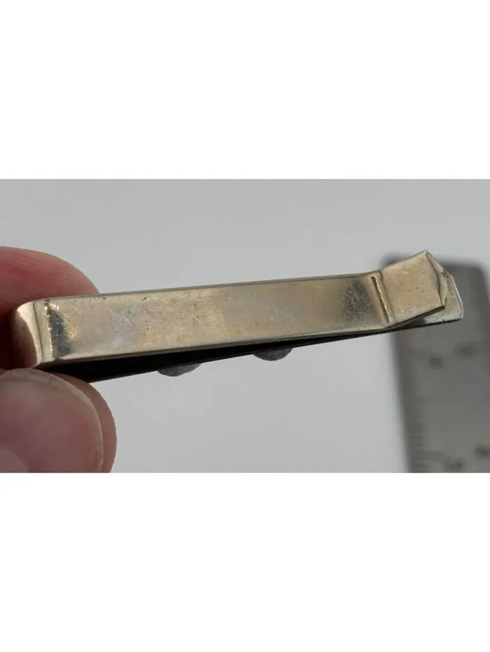 Vintage Nickel Money Clip with Turquoise Stones set in Silver Bezels SW style